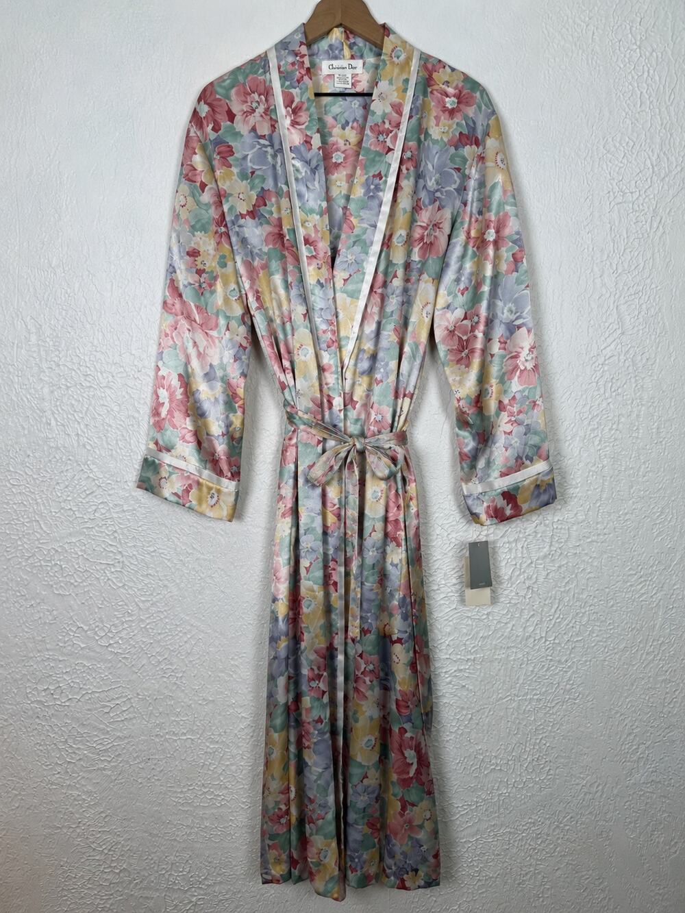 Vintage Christian Dior Floral Satin Robe Size Medium NWT